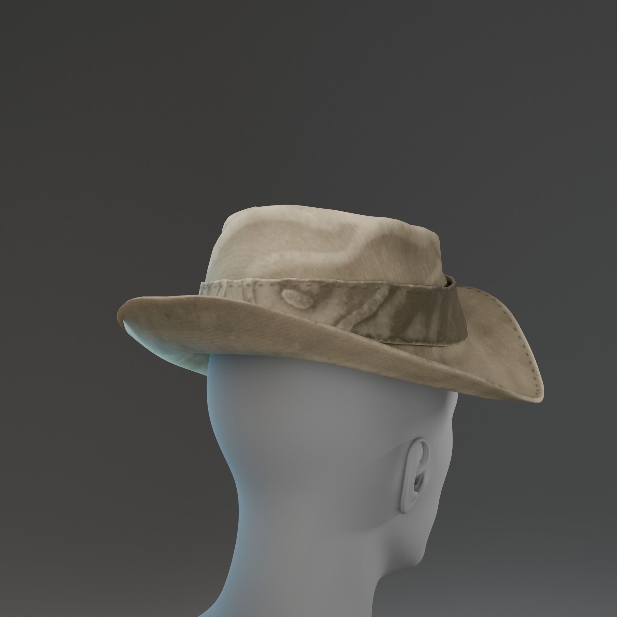 Brown Safari Hat 3D Model Low-poly 3D model_8