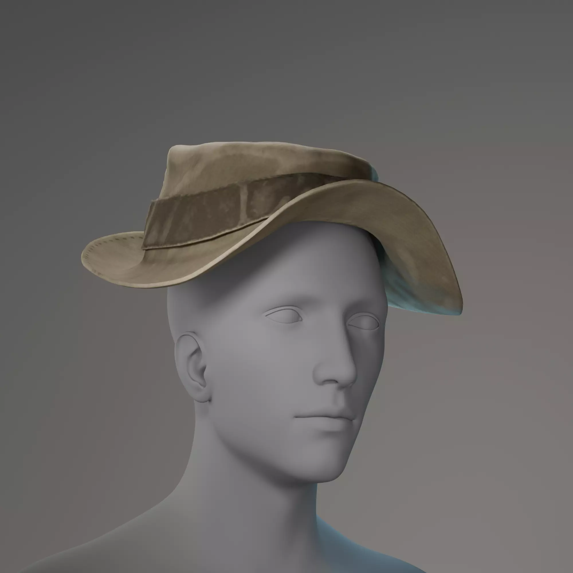 Brown Safari Hat 3D Model Low-poly 3D model_0