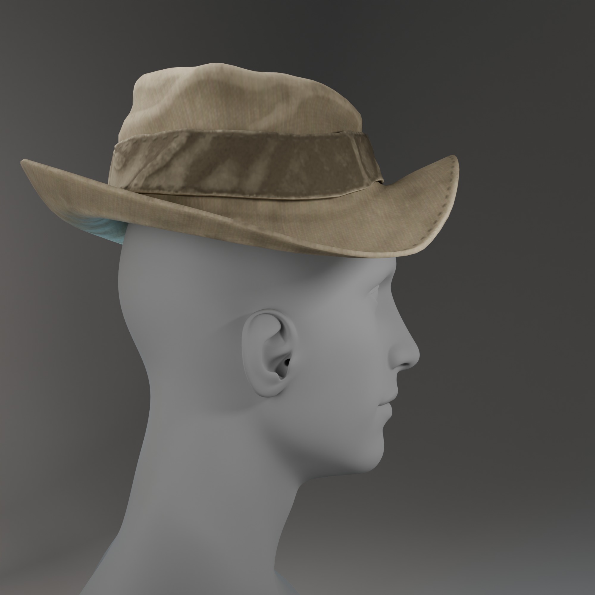 Brown Safari Hat 3D Model Low-poly 3D model_4