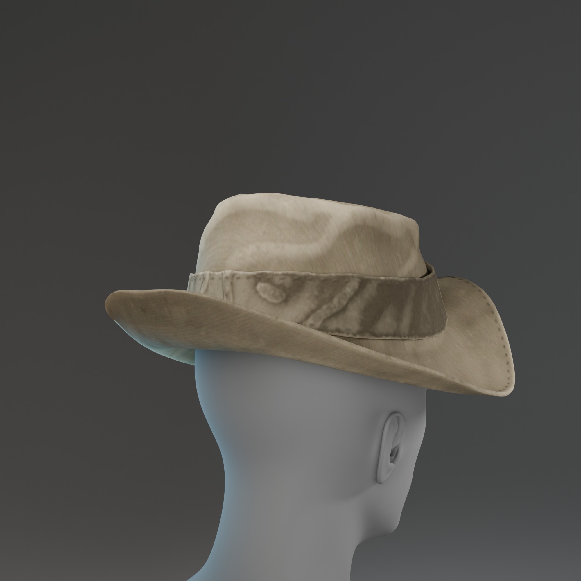 Brown Safari Hat 3D Model Low-poly 3D model_5