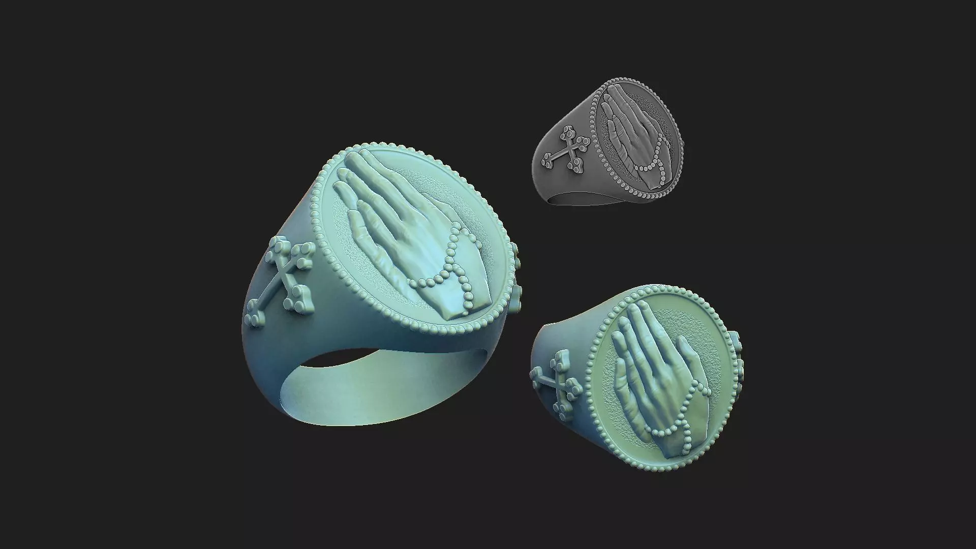 praying hands ring 3D print model_0