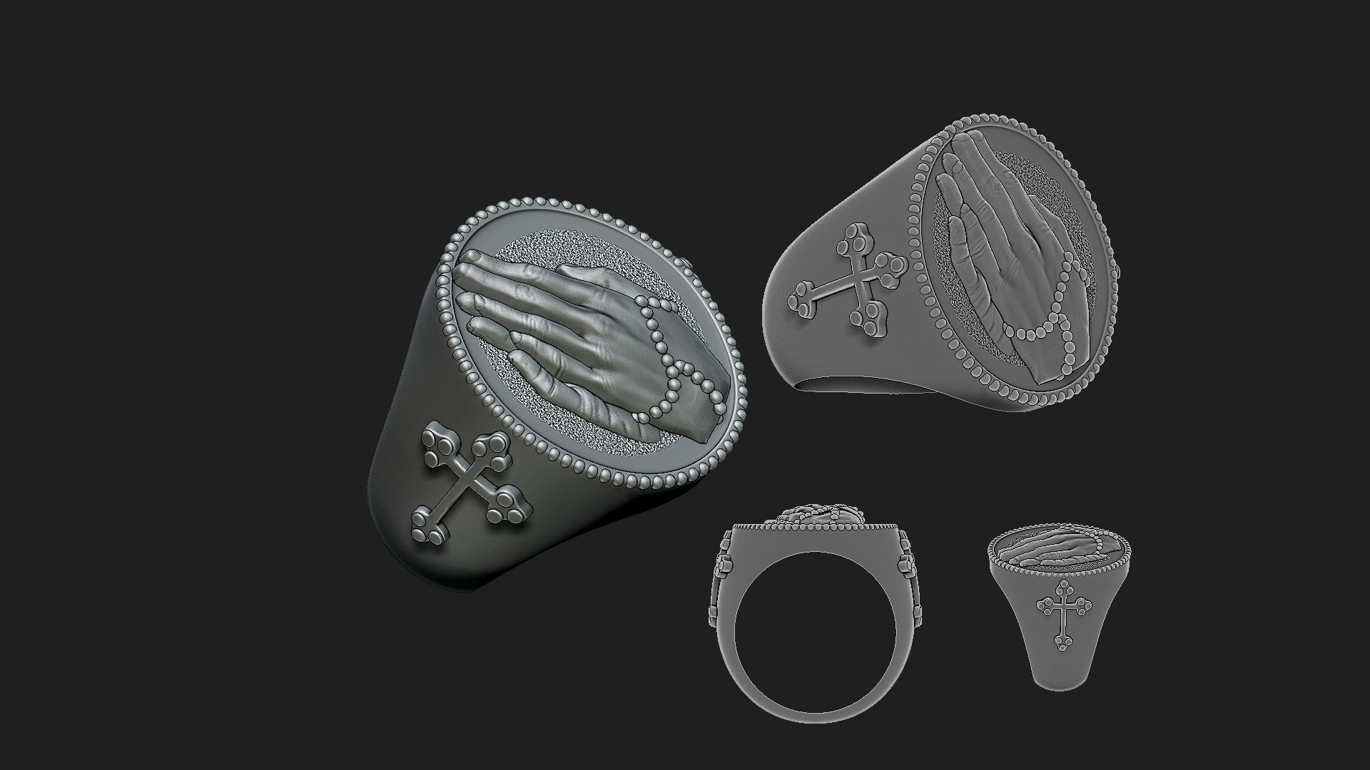 praying hands ring 3D print model_2