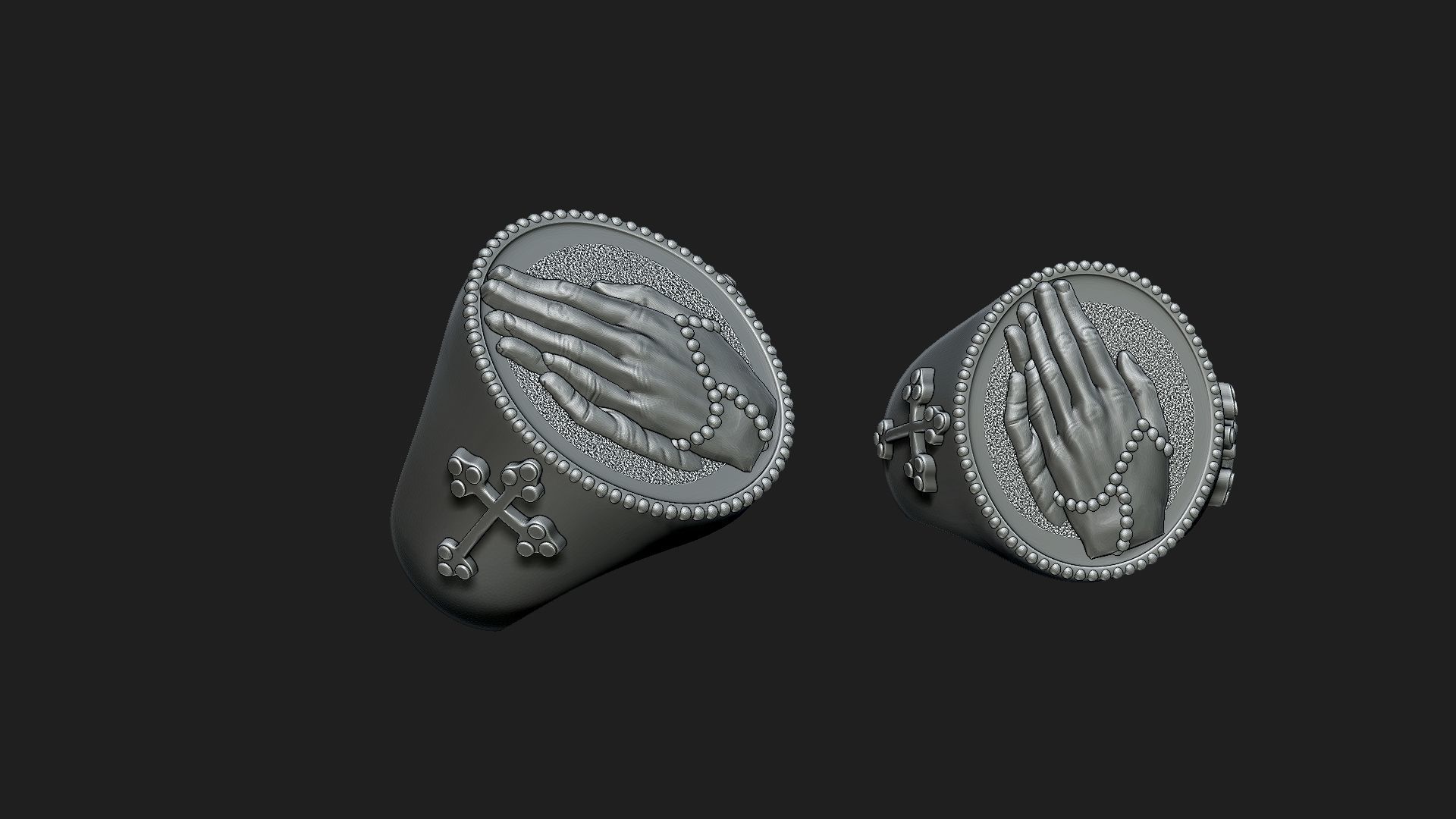 praying hands ring 3D print model_6
