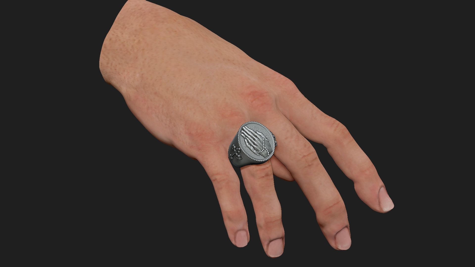 praying hands ring 3D print model_1