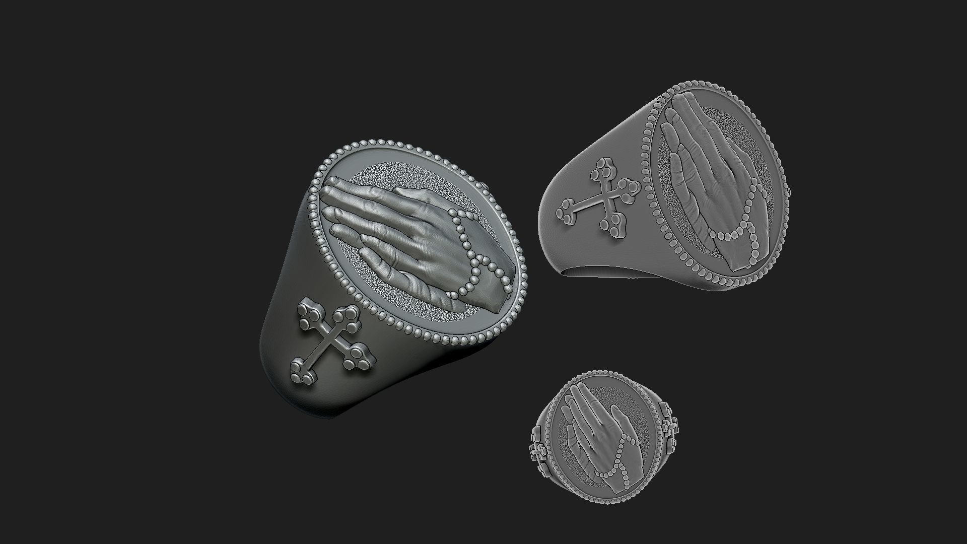 praying hands ring 3D print model_3