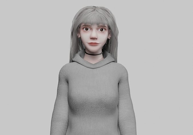 teen cute Woman V32433  Low-poly 3D model