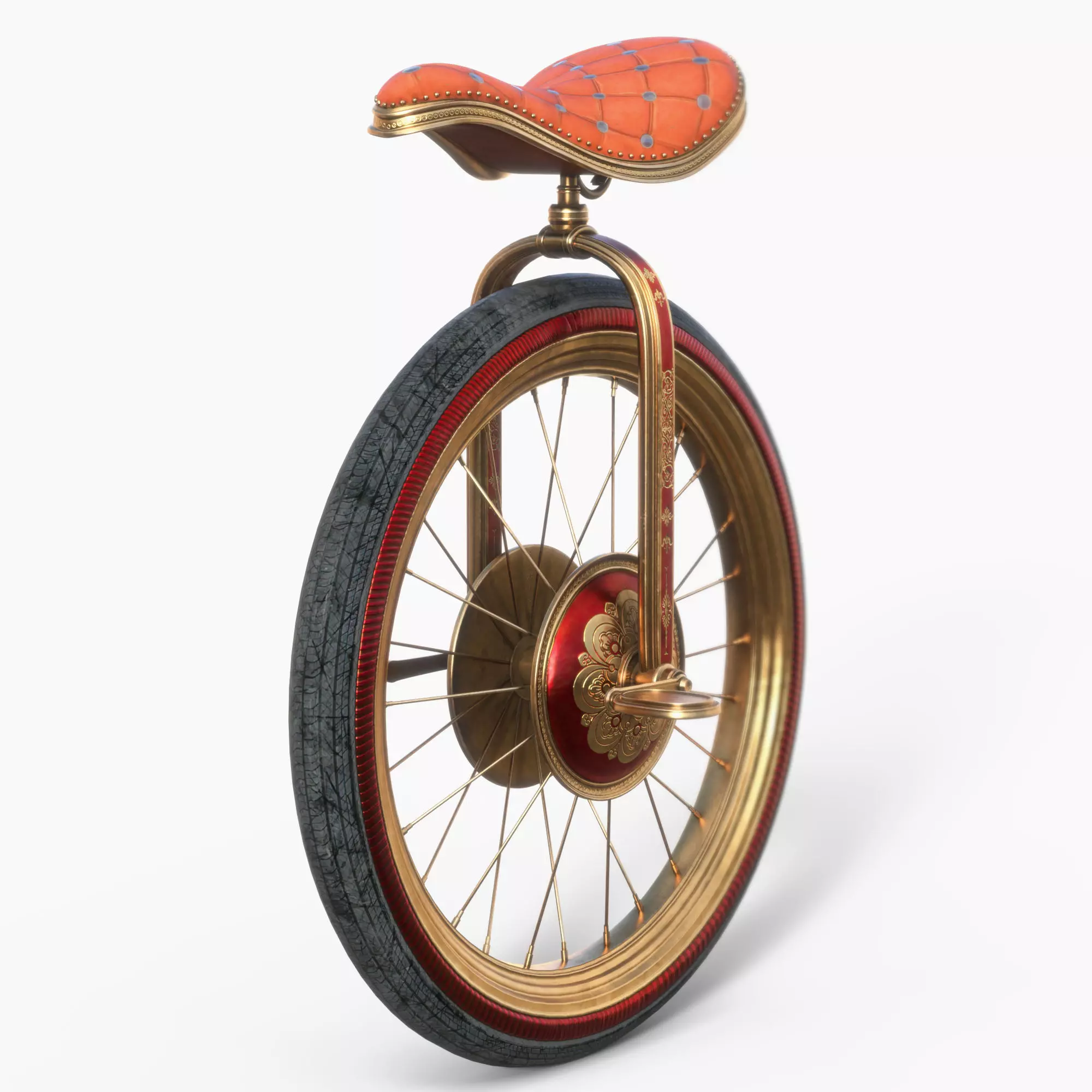 Historical Unicycle Low-poly 3D model_0