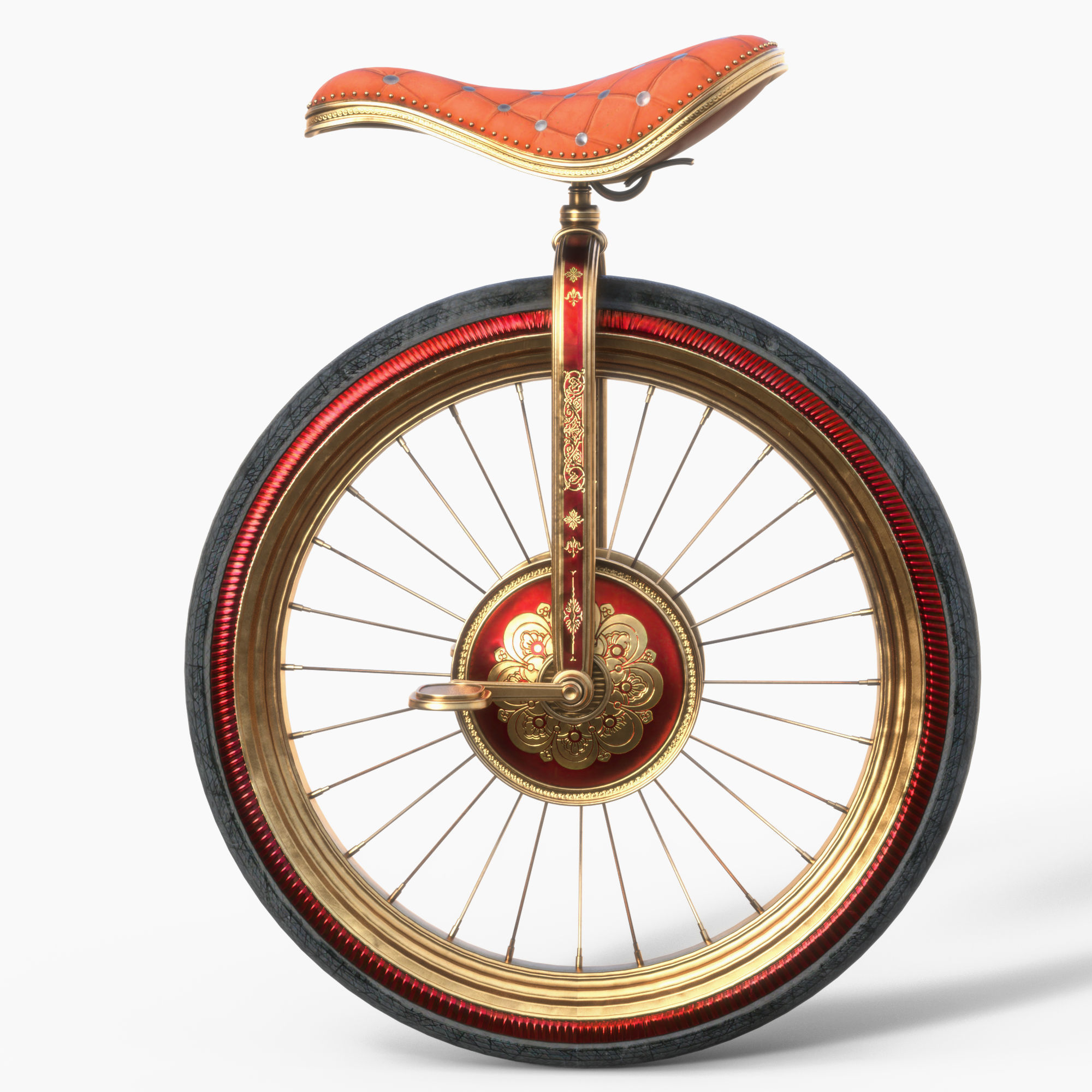 Historical Unicycle Low-poly 3D model_1