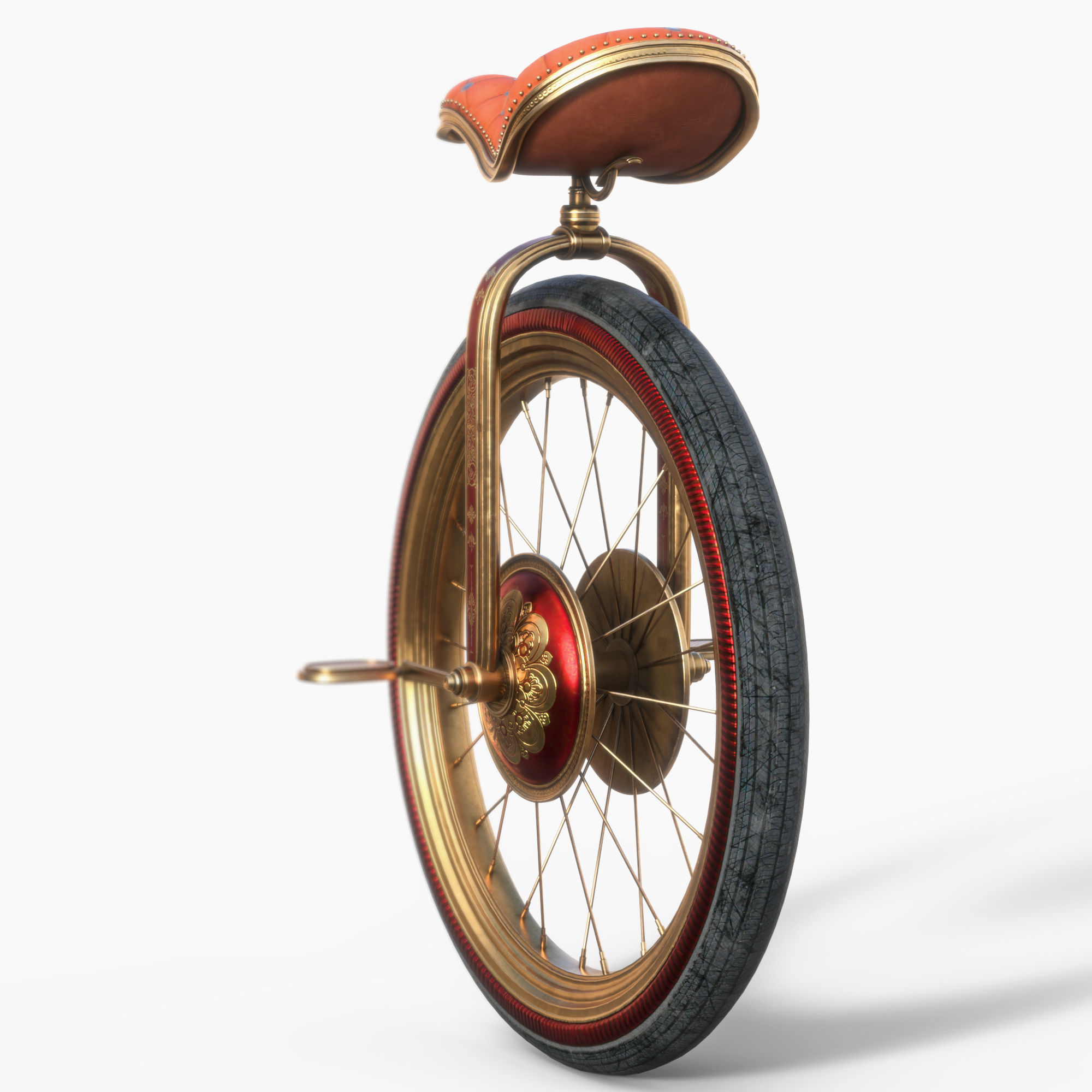 Historical Unicycle Low-poly 3D model_3