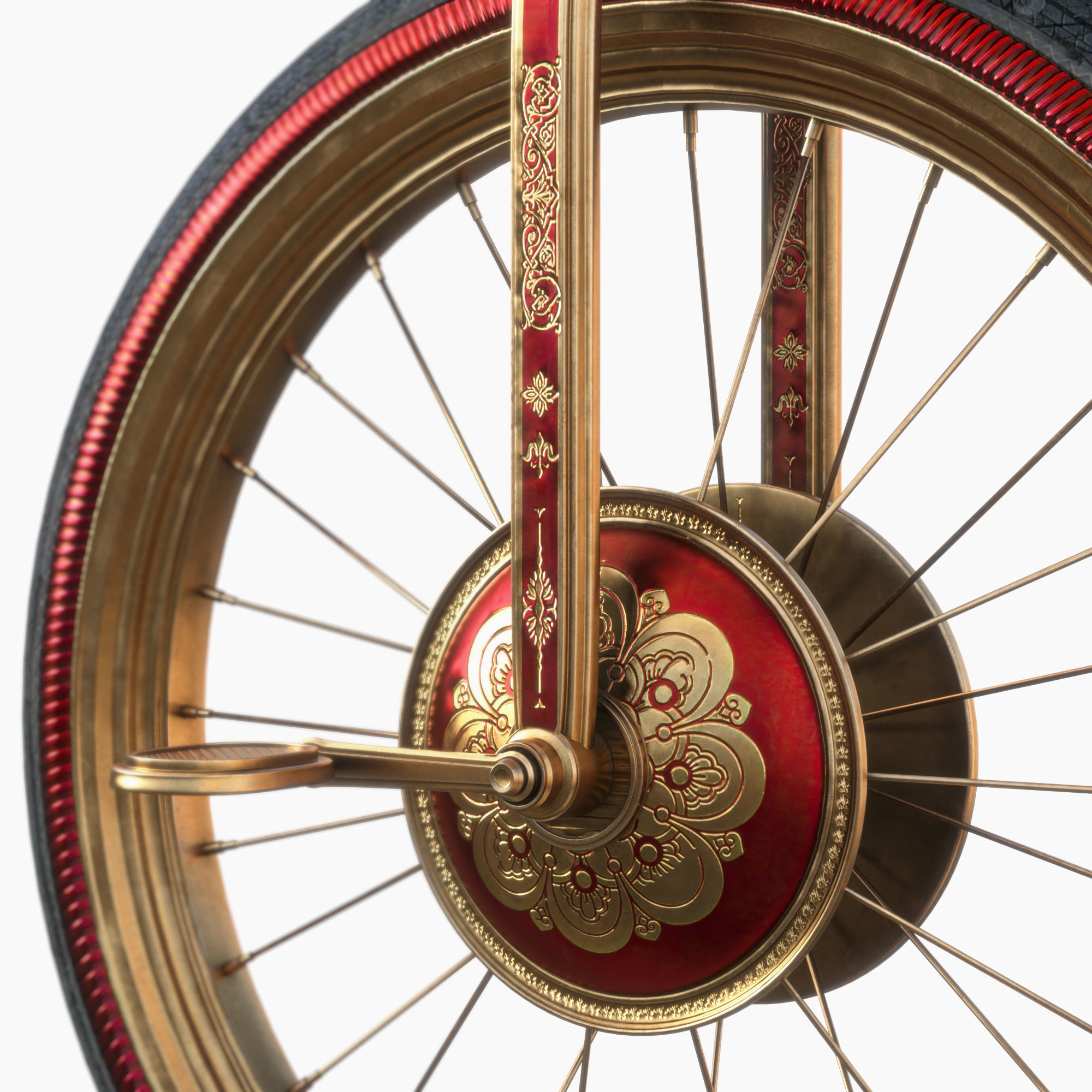 Historical Unicycle Low-poly 3D model_2