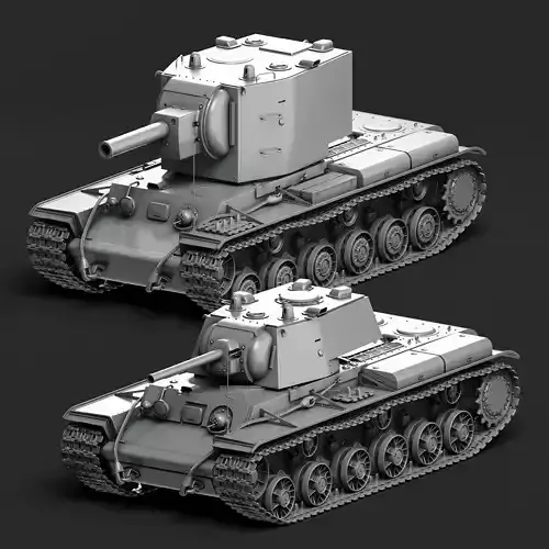 The KV1 and KV2 Heavy tanks High-poly 3d model