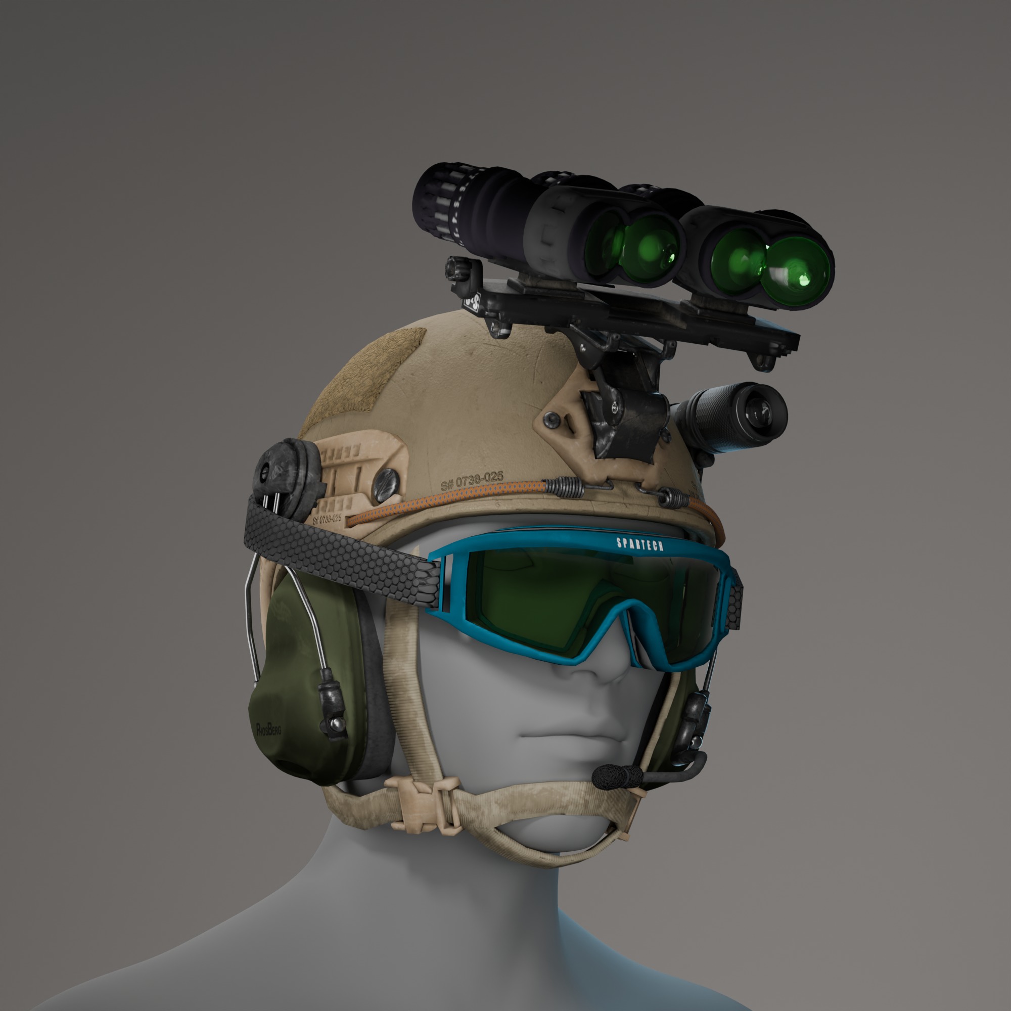 Tactical Military Helmet 3D Model Low-poly 3D model_7