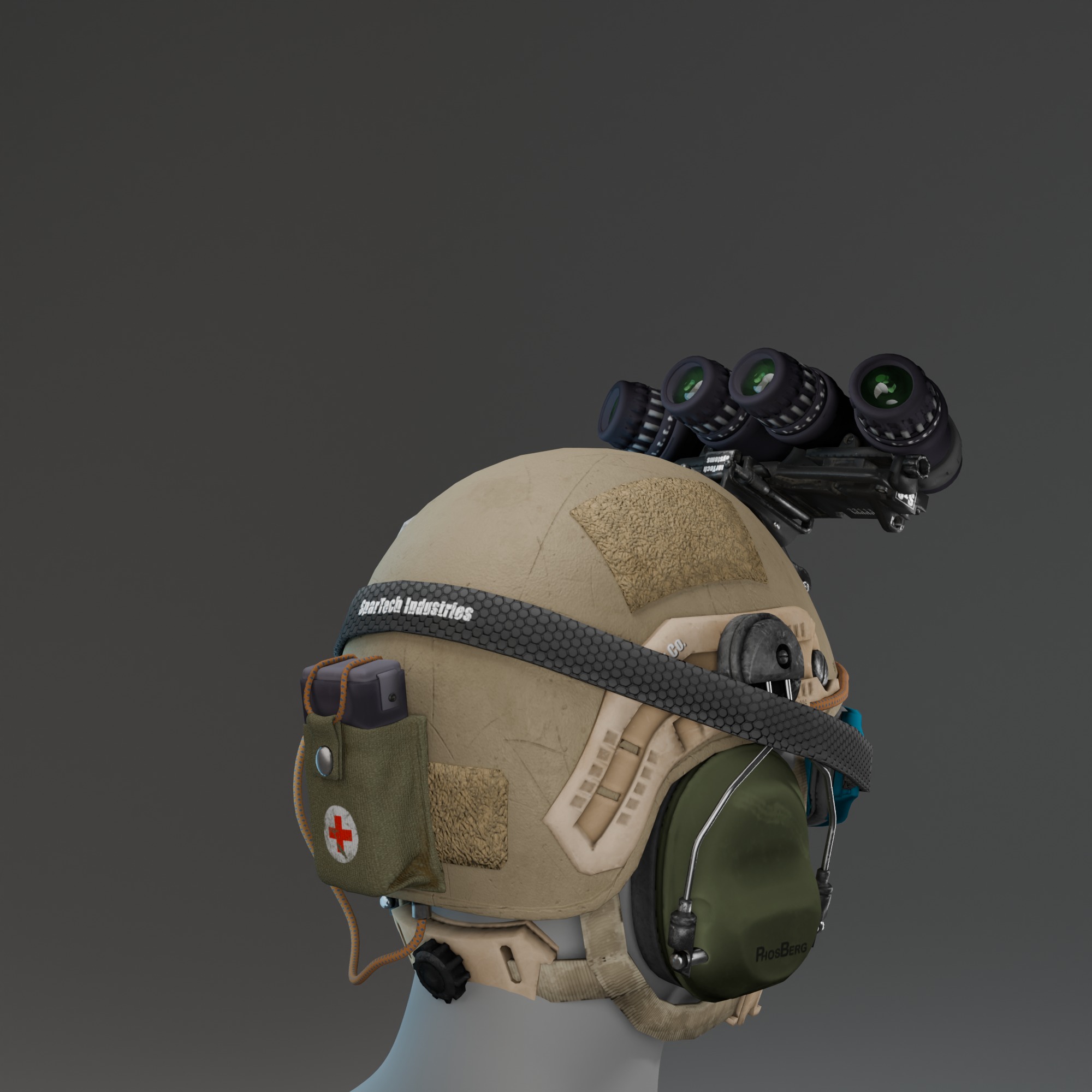 Tactical Military Helmet 3D Model Low-poly 3D model_3