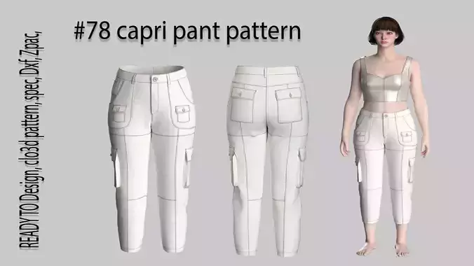 78 capri pants for women 3D print model 78 capri pants for women 3D print model