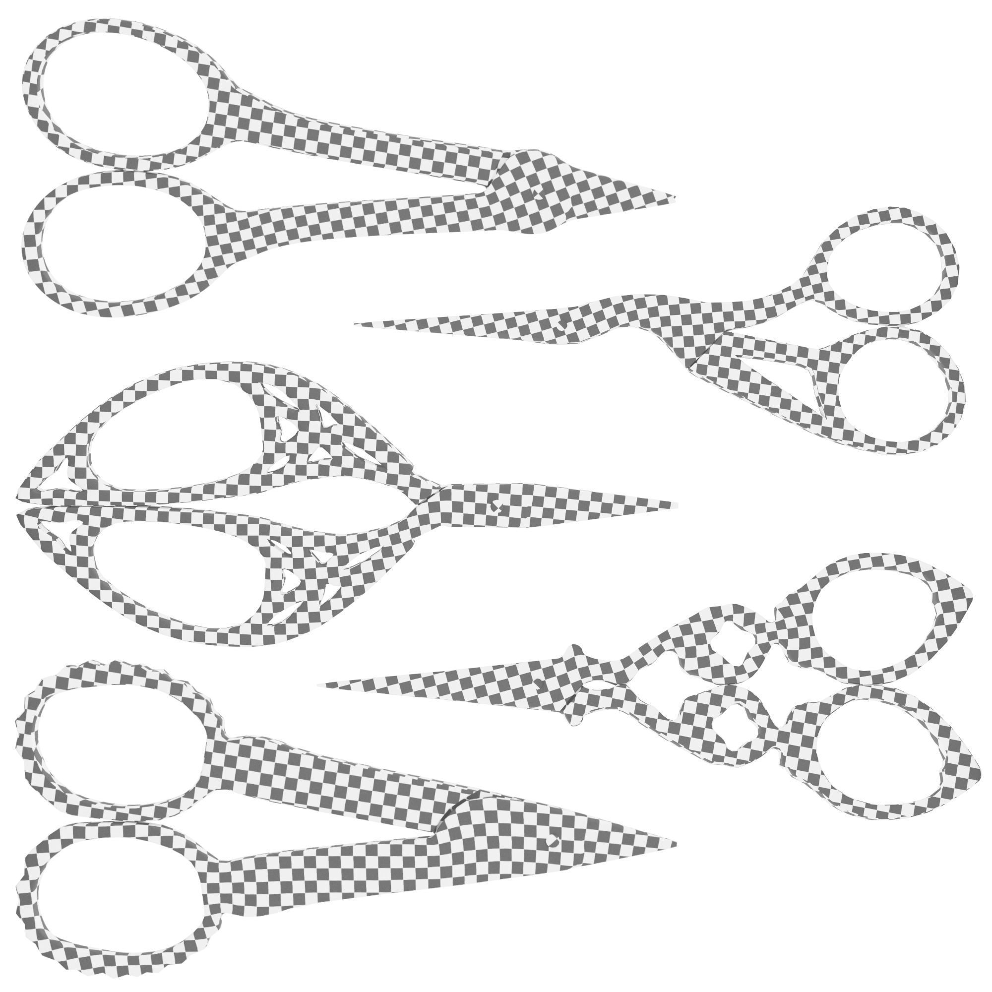 Vintage Scissors  Set of 5 3D model_6