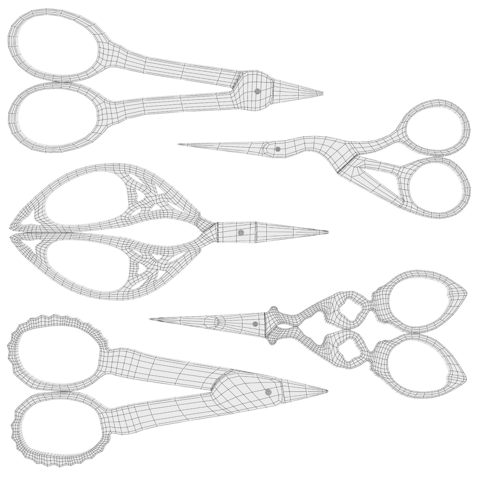 Vintage Scissors  Set of 5 3D model_7