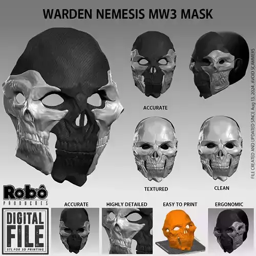 Warden Nemesis Mask - Warzone MW3 - STL model 3D print file 3D print model Warden Nemesis Mask - Warzone MW3 - STL model 3D print file 3D print model