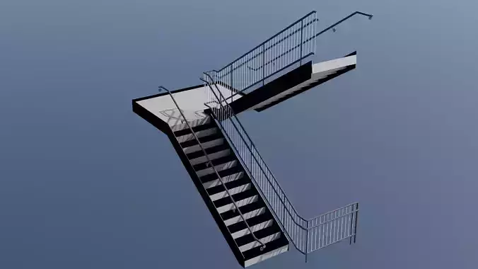Staircase with railings and handrail