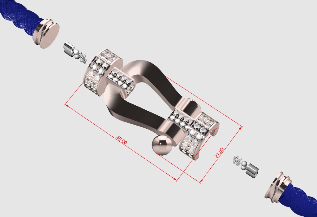 Force Extra Large XL Diamond bracelet 3D print model_6