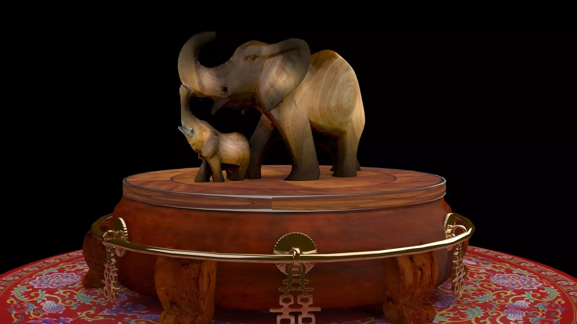 Chinese wooden elephant figure 3D model