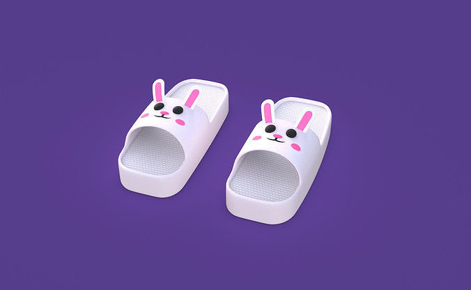 Cartoon Rabbit Shape Slippers Low-poly 3D model