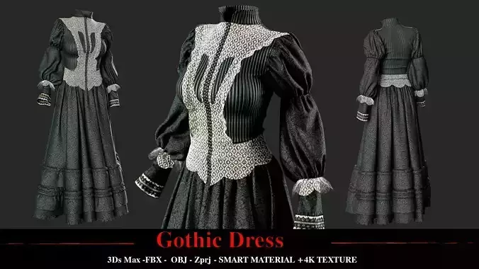 Gothic Dress 3D model