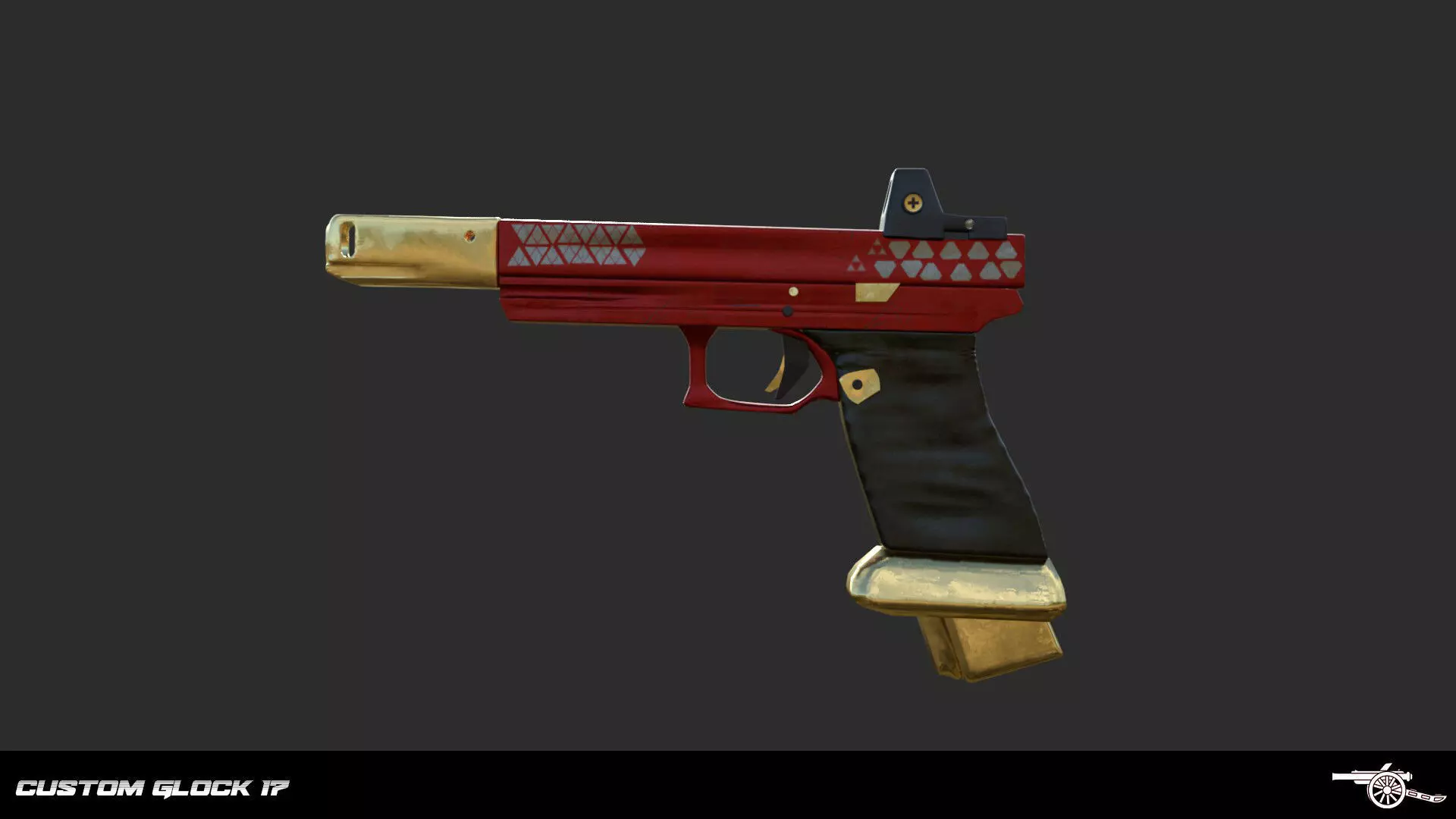 Custom Glock 17 Low-poly 3D model_0