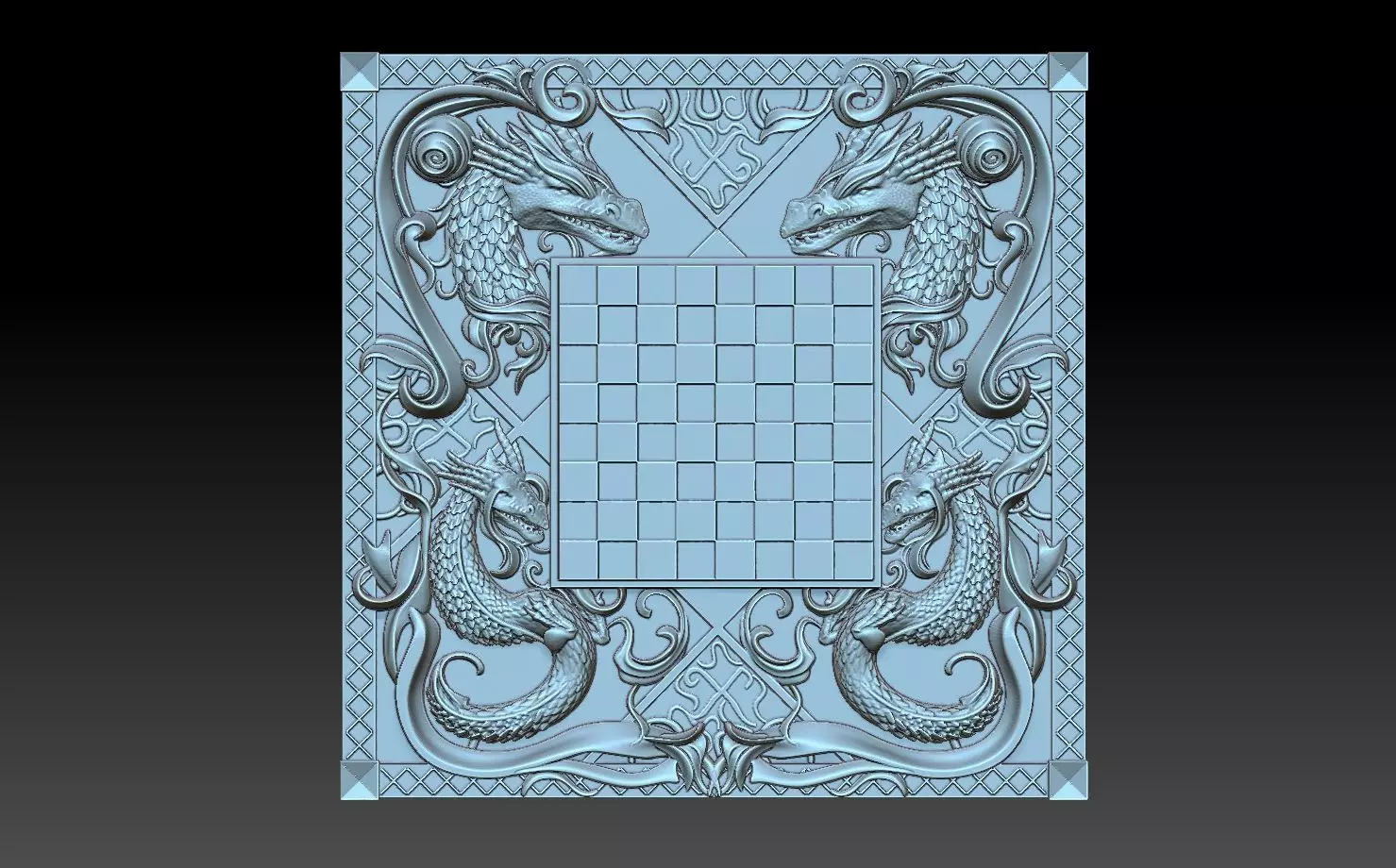 Chess board with dragons 3D print model
