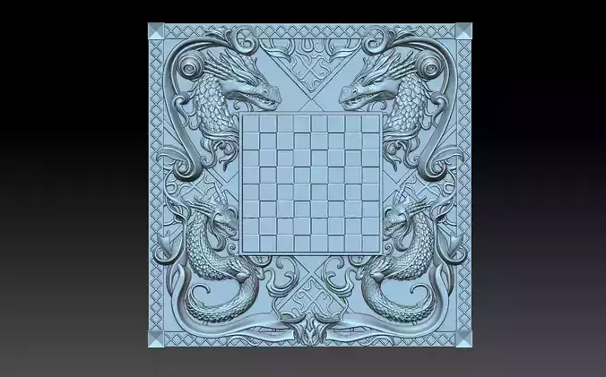 Chess board with dragons