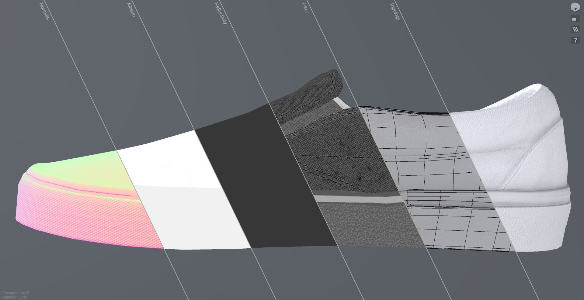 VANS182 Slip On White Low-poly 3D model_4