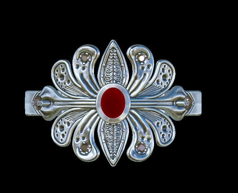 Floral Diamond Ring 3D print model_15