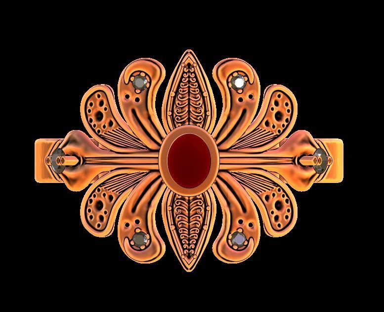 Floral Diamond Ring 3D print model_14