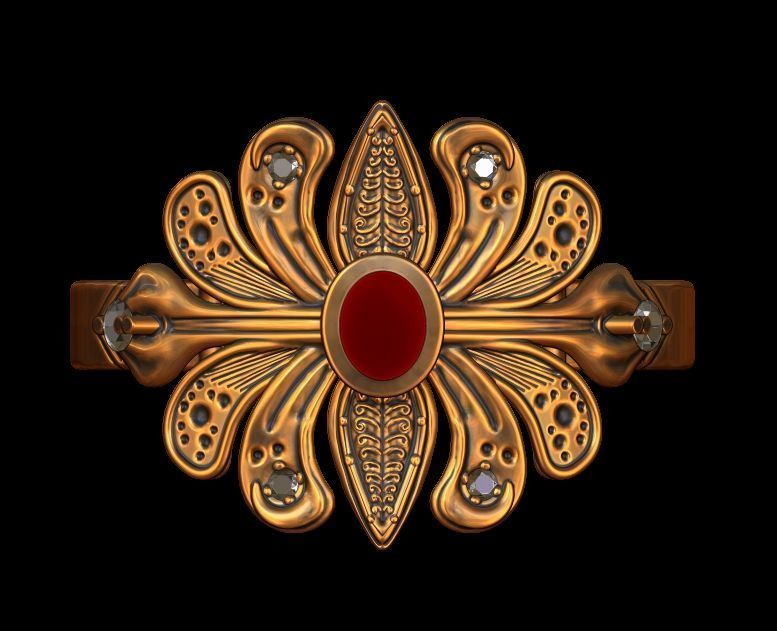 Floral Diamond Ring 3D print model_1