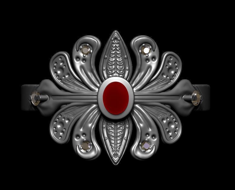 Floral Diamond Ring 3D print model_3