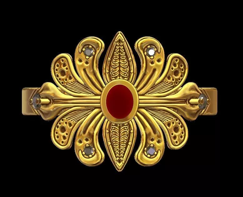 Floral Diamond Ring 3D print model_0