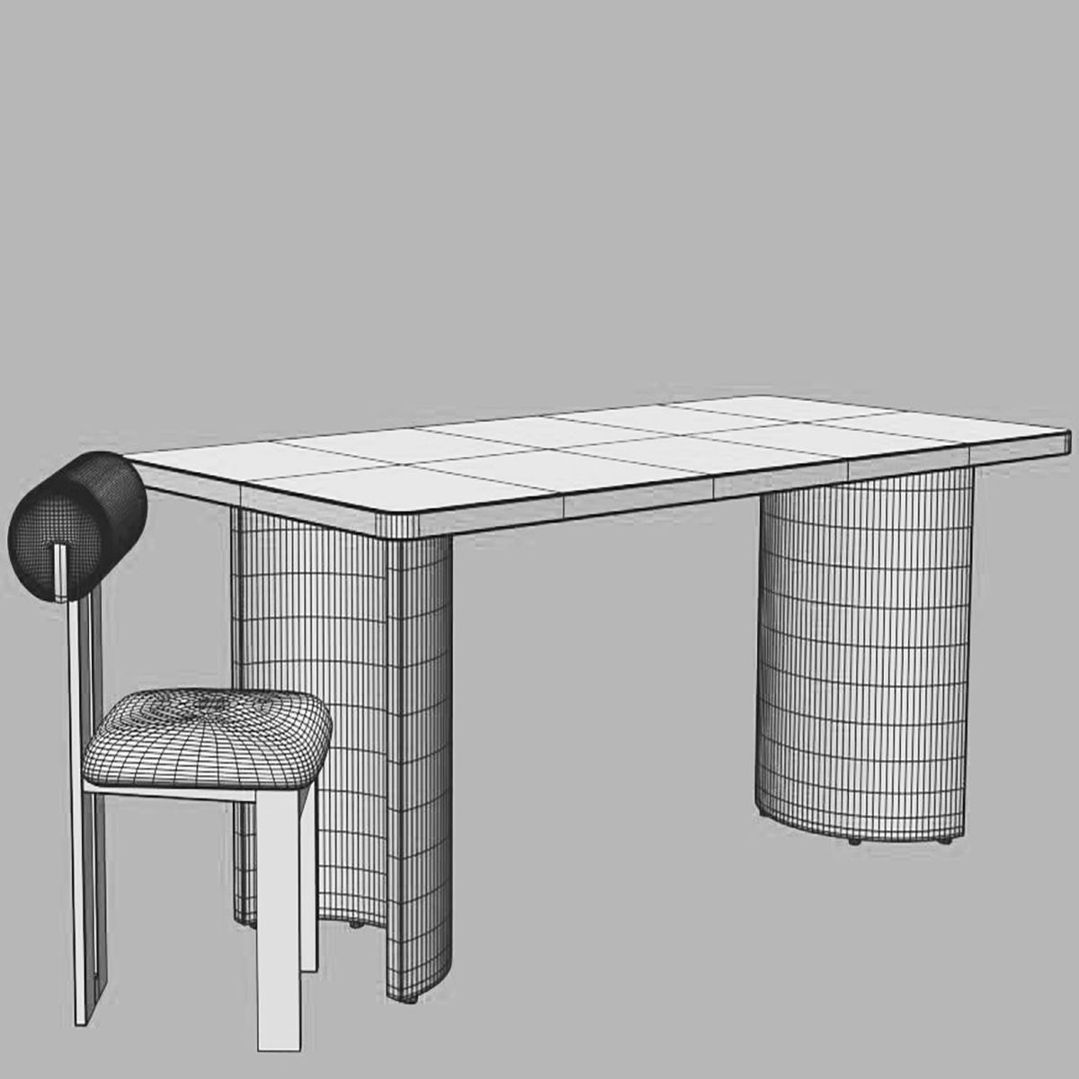 Persemre dining table and Dellar chair 3D model_4