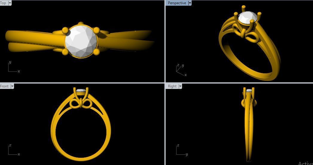 Solitaire Ring 3dm file 3D print model_1