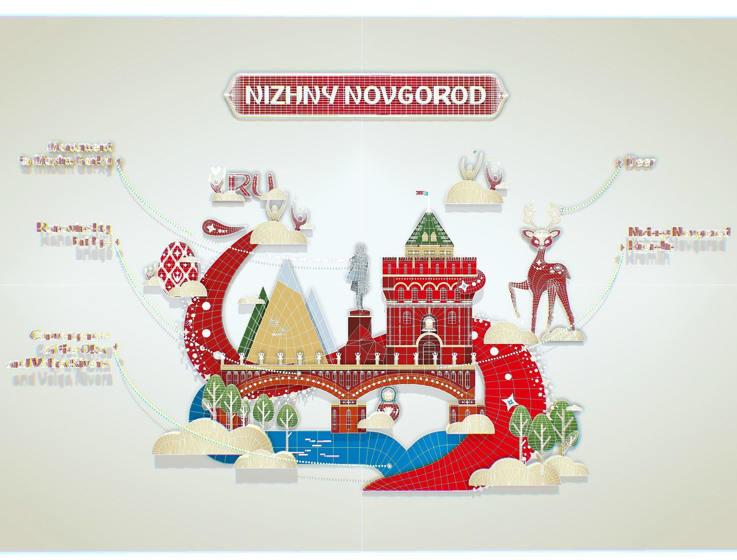 Russian classic Ornament Symbol NIZHNY NOVGOROD Texture_17