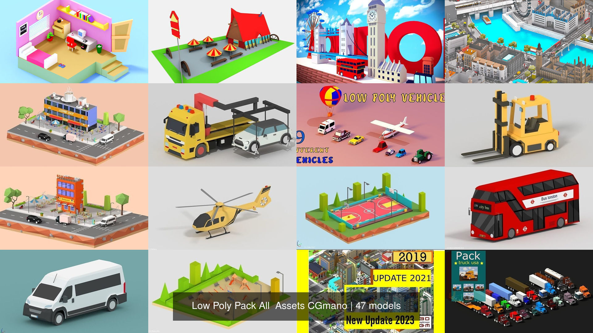 Low Poly Pack All  Assets CGmano 3D Model Collection_17