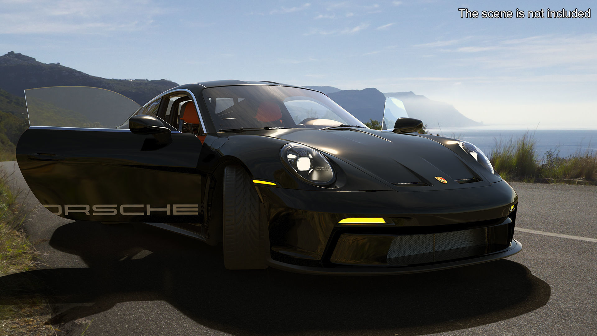 Sport Car Porsche 911 2024 Black Rigged 3D model