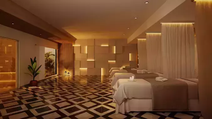 sauna bath and spa interior3d model 3D model