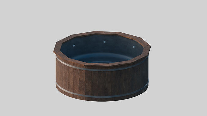 Wooden Hot Tub Jacuzzi 3D model