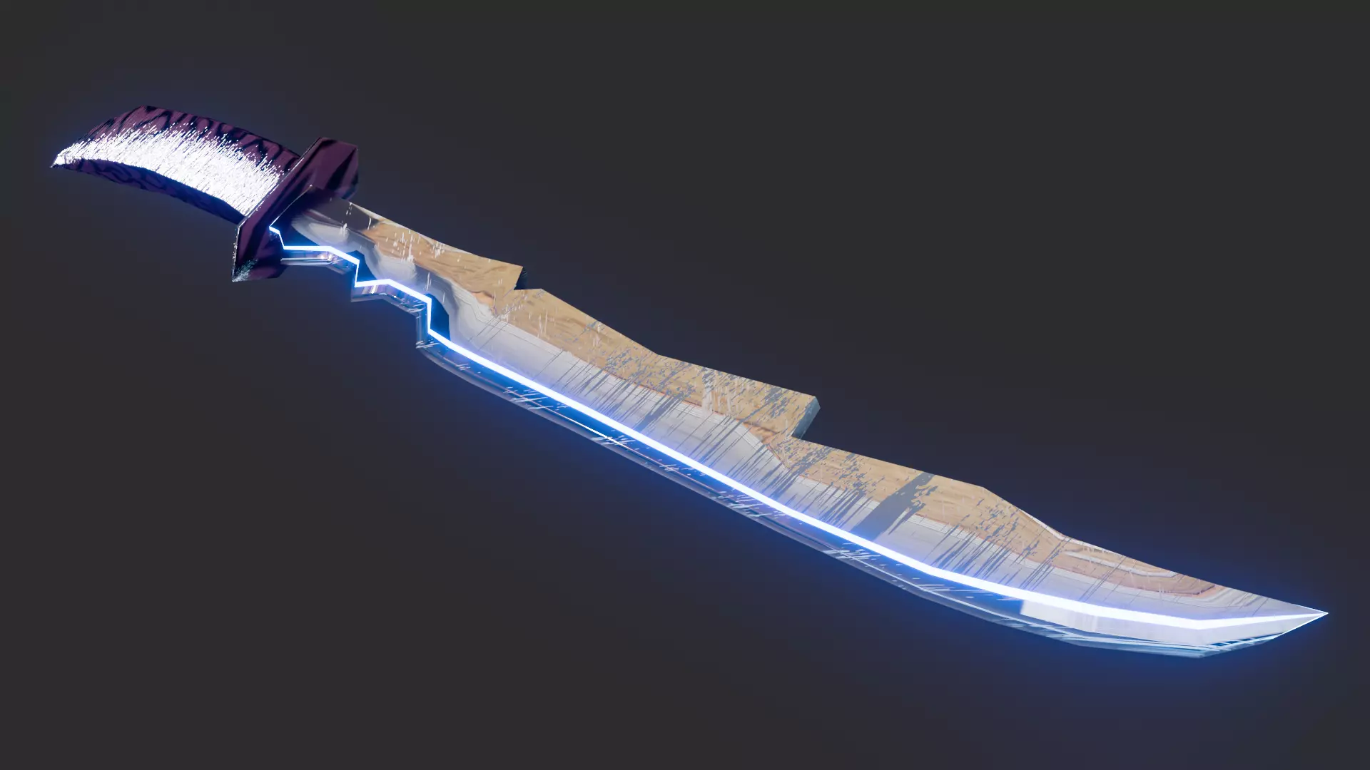 lowpoly game sword weapon Low-poly 3D model_0