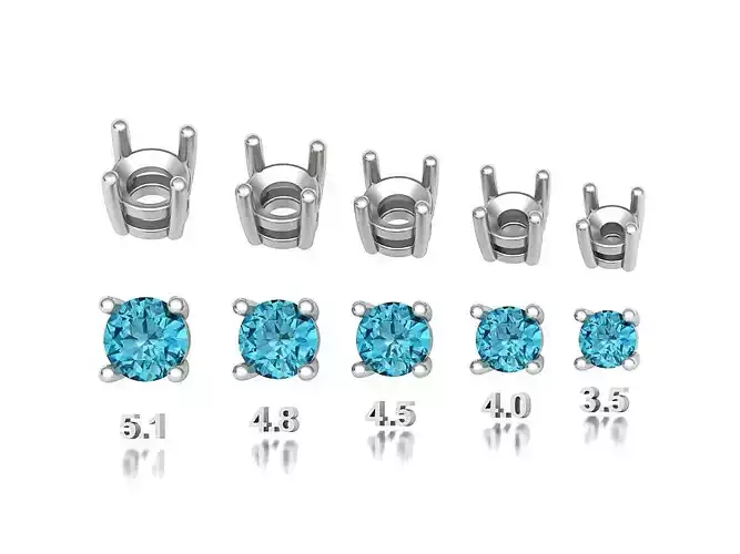 Jewelry Heads Baskets Round Cut stones 4prong setting  3D print model