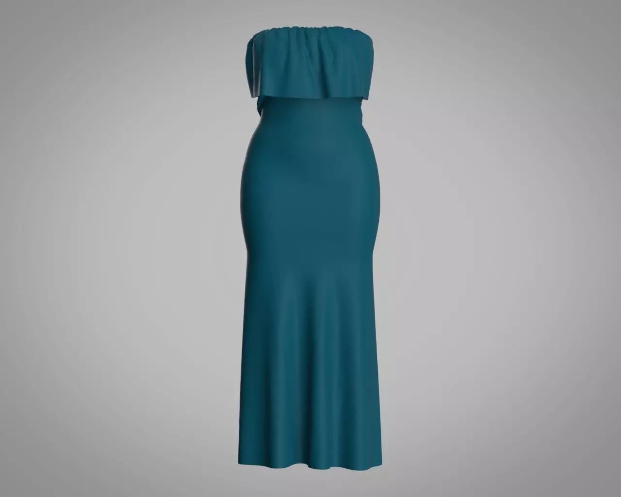 Stylish Designer Strapless Women Dress 3D model 3D model_0