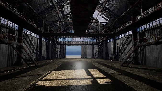 WWIIHangar Low-poly 3D model