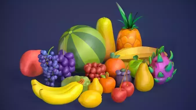 Low Poly Fruit Pack High Quality with Shared Texture 