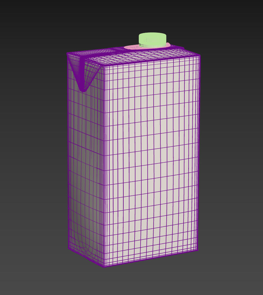 Milk Box cardboard with texture and UV map 3D model_8