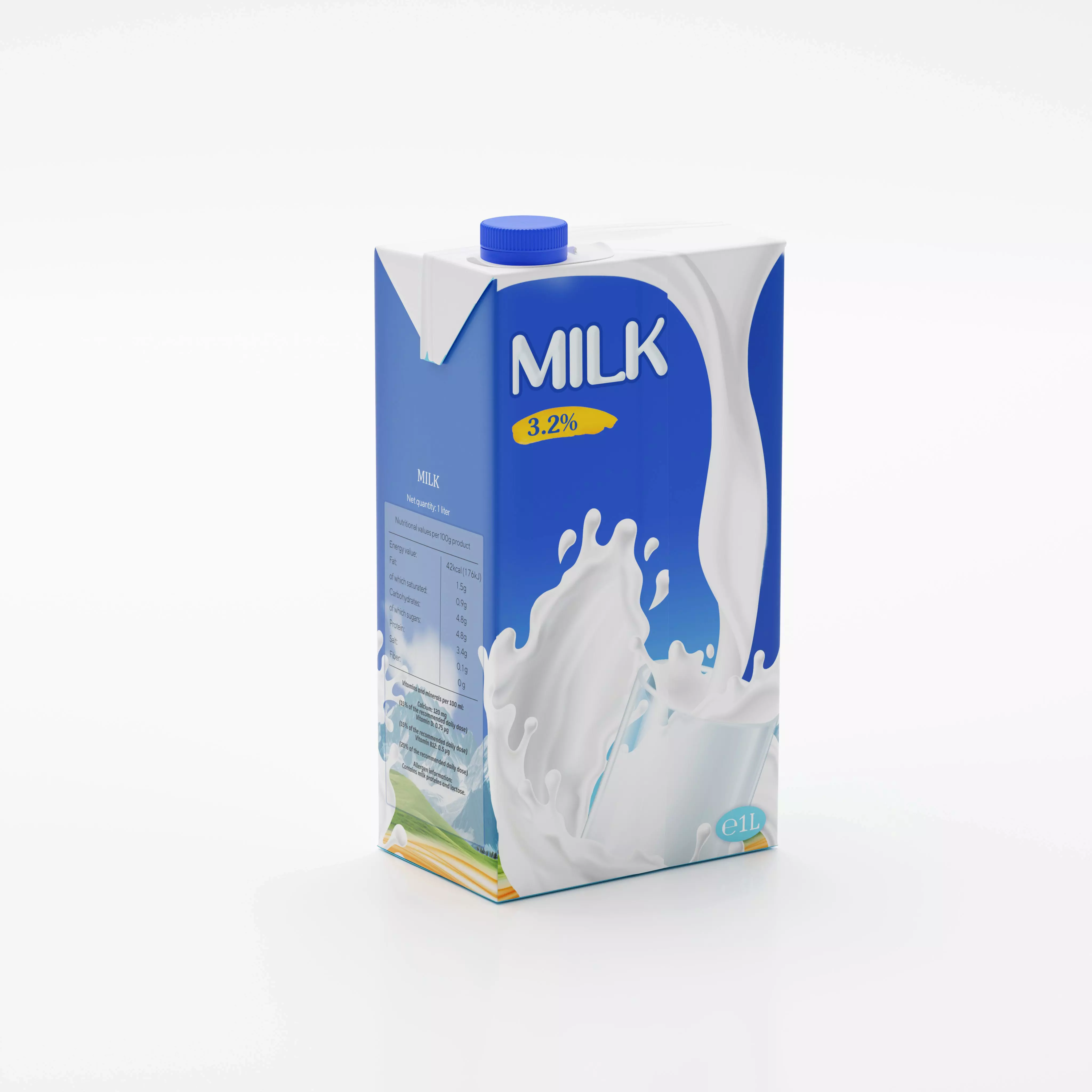 Milk Box cardboard with texture and UV map 3D model_0