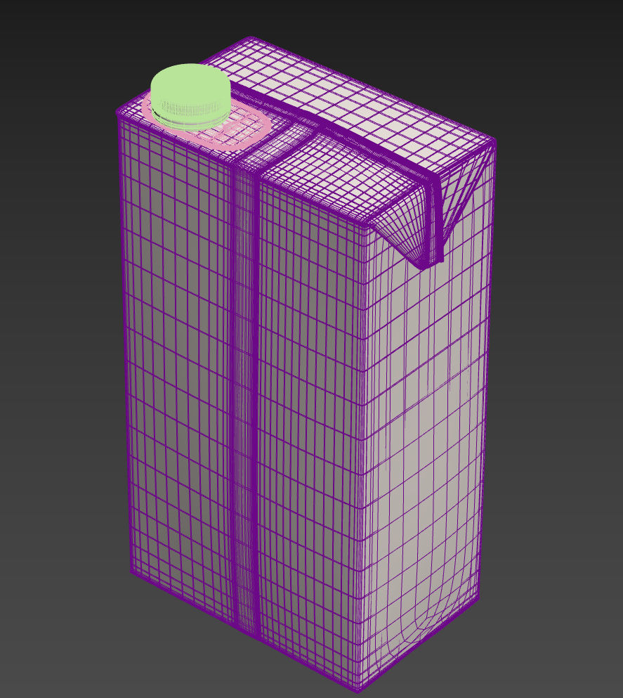 Milk Box cardboard with texture and UV map 3D model_10